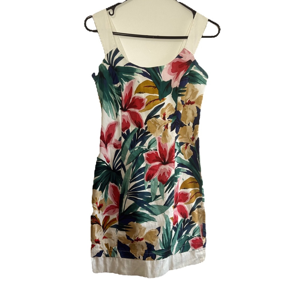 TRUCCO FLORAL MINI DRESS IN SIZE 36 EUROPEAN STRETCHY MATERIAL WIDE STRAPS
